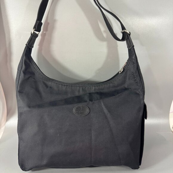 Vintage Longchamp Le Pliage Black Nylon Exterior Extra Large Shoulder Bag - Picture 2 of 14